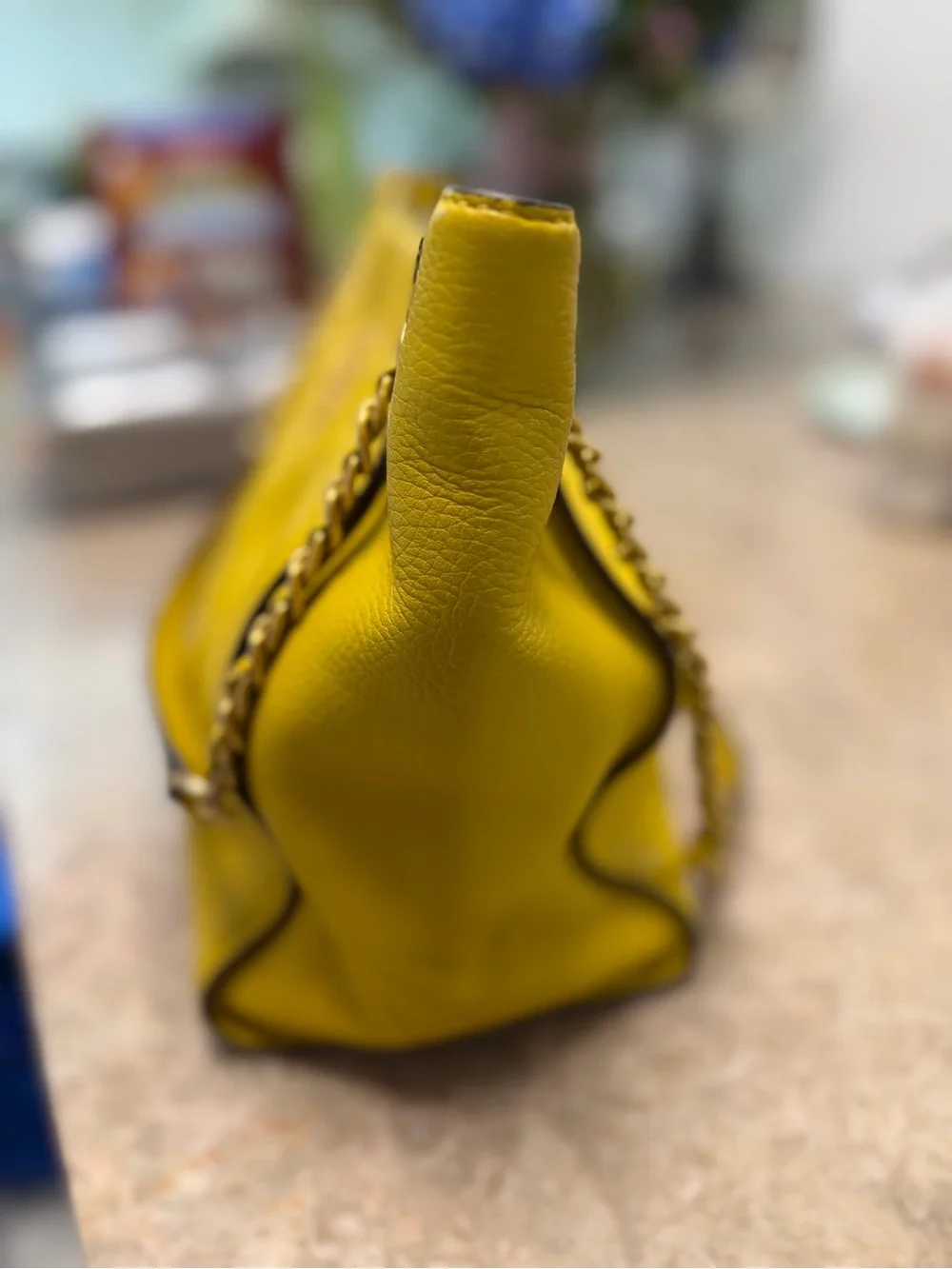 Tory Burch Yellow Leather Chain-Detail Shoulder Bag